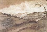 Claude Lorrain Landscape Pen drawing and wash (mk17) painting